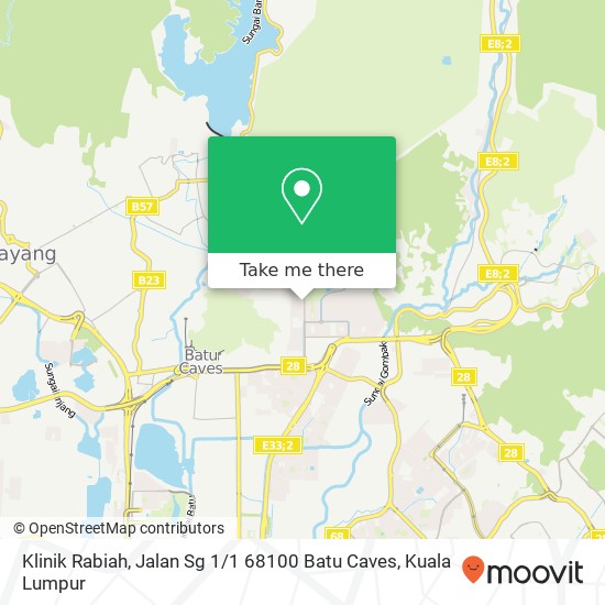 Peta Klinik Rabiah, Jalan Sg 1 / 1 68100 Batu Caves