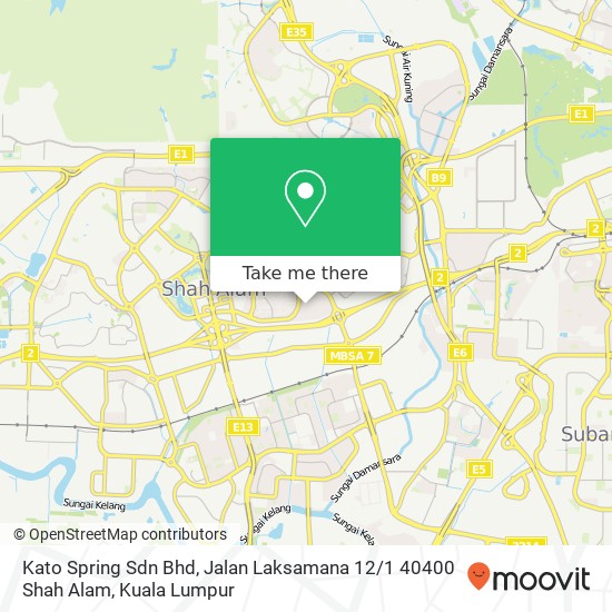Peta Kato Spring Sdn Bhd, Jalan Laksamana 12 / 1 40400 Shah Alam