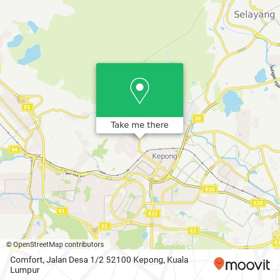 Peta Comfort, Jalan Desa 1 / 2 52100 Kepong