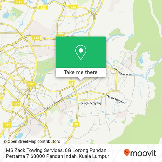 Peta MS Zack Towing Services, 6G Lorong Pandan Pertama 7 68000 Pandan Indah