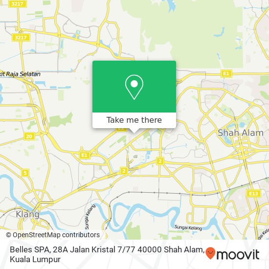 Peta Belles SPA, 28A Jalan Kristal 7 / 77 40000 Shah Alam