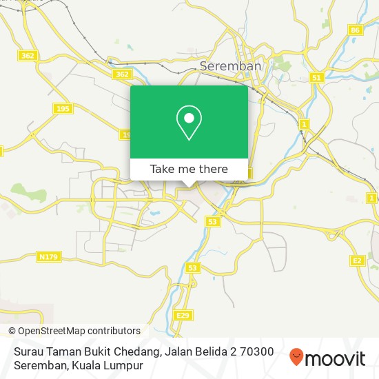 Surau Taman Bukit Chedang, Jalan Belida 2 70300 Seremban map