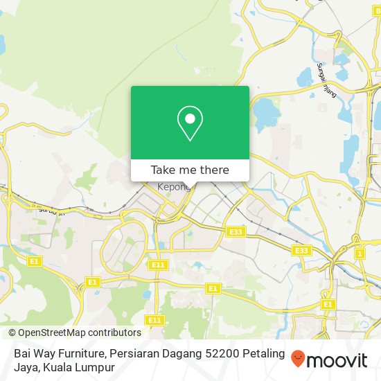 Peta Bai Way Furniture, Persiaran Dagang 52200 Petaling Jaya