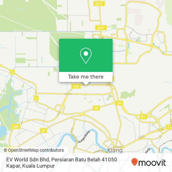 Peta EV World Sdn Bhd, Persiaran Batu Belah 41050 Kapar