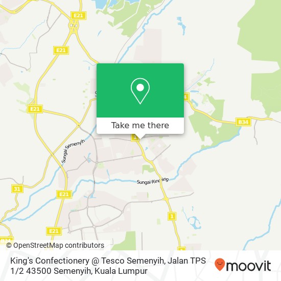 Peta King's Confectionery @ Tesco Semenyih, Jalan TPS 1 / 2 43500 Semenyih