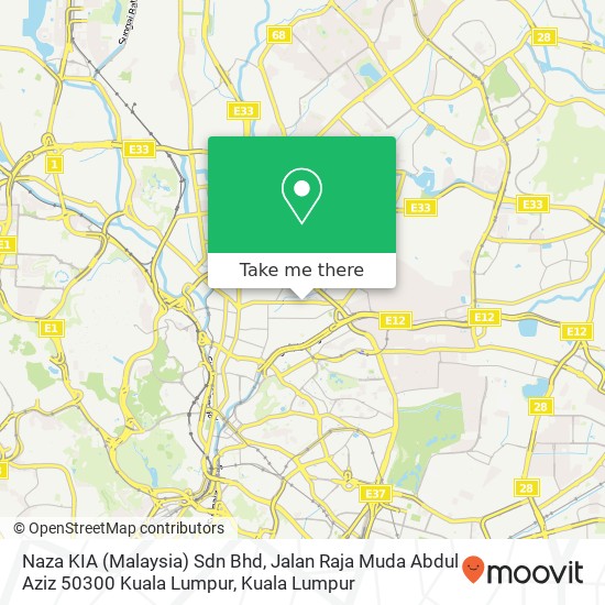Peta Naza KIA (Malaysia) Sdn Bhd, Jalan Raja Muda Abdul Aziz 50300 Kuala Lumpur