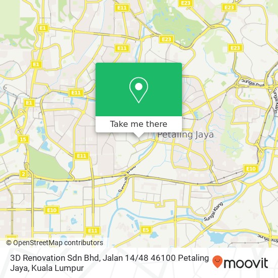 Peta 3D Renovation Sdn Bhd, Jalan 14 / 48 46100 Petaling Jaya