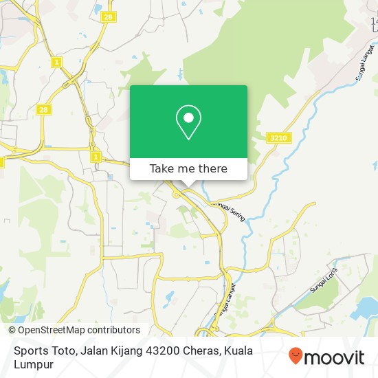 Peta Sports Toto, Jalan Kijang 43200 Cheras