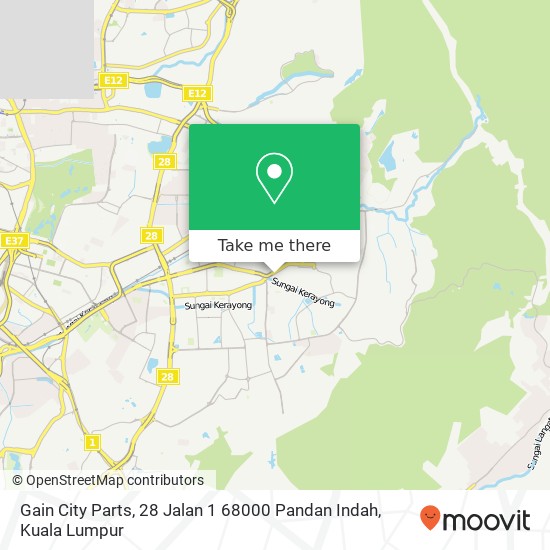 Peta Gain City Parts, 28 Jalan 1 68000 Pandan Indah