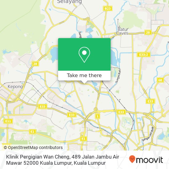 Klinik Pergigian Wan Cheng, 489 Jalan Jambu Air Mawar 52000 Kuala Lumpur map