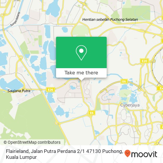 Peta Flairieland, Jalan Putra Perdana 2 / 1 47130 Puchong
