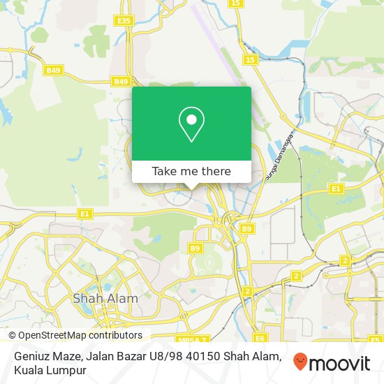 Peta Geniuz Maze, Jalan Bazar U8 / 98 40150 Shah Alam