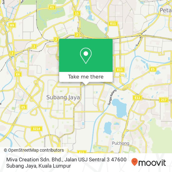 Peta Miva Creation Sdn. Bhd., Jalan USJ Sentral 3 47600 Subang Jaya