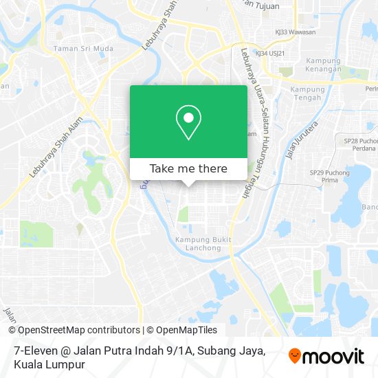 Peta 7-Eleven @ Jalan Putra Indah 9 / 1A, Subang Jaya