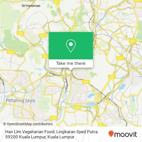 Peta Han Lim Vegetarian Food, Lingkaran Syed Putra 59200 Kuala Lumpur