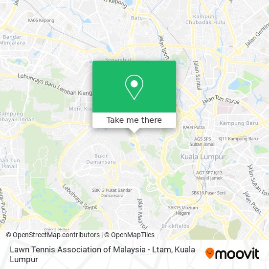 Peta Lawn Tennis Association of Malaysia - Ltam