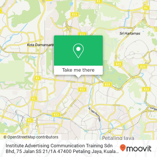 Institute Advertising Communication Training Sdn Bhd, 75 Jalan SS 21 / 1A 47400 Petaling Jaya map