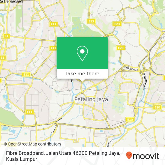Peta Fibre Broadband, Jalan Utara 46200 Petaling Jaya
