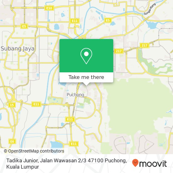 Peta Tadika Junior, Jalan Wawasan 2 / 3 47100 Puchong