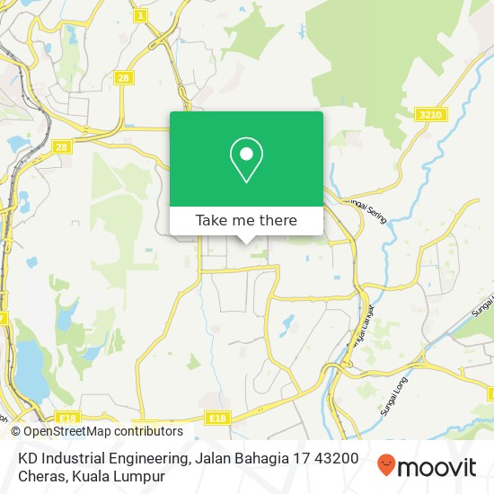 Peta KD Industrial Engineering, Jalan Bahagia 17 43200 Cheras