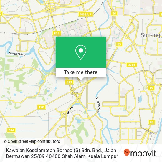 Peta Kawalan Keselamatan Borneo (S) Sdn. Bhd., Jalan Dermawan 25 / 89 40400 Shah Alam