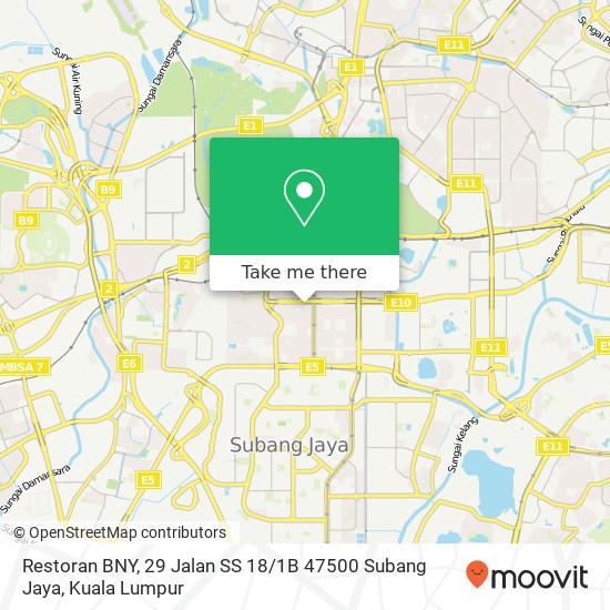 Restoran BNY, 29 Jalan SS 18 / 1B 47500 Subang Jaya map