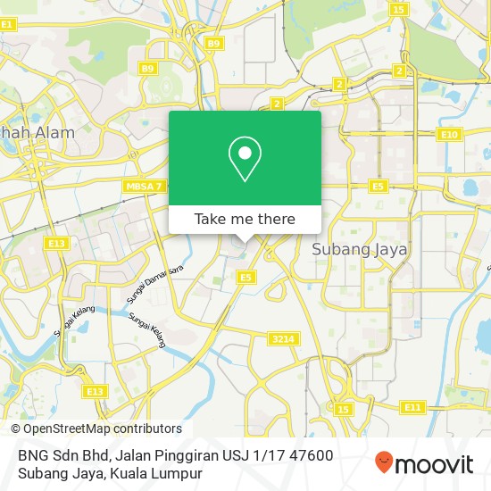 BNG Sdn Bhd, Jalan Pinggiran USJ 1 / 17 47600 Subang Jaya map