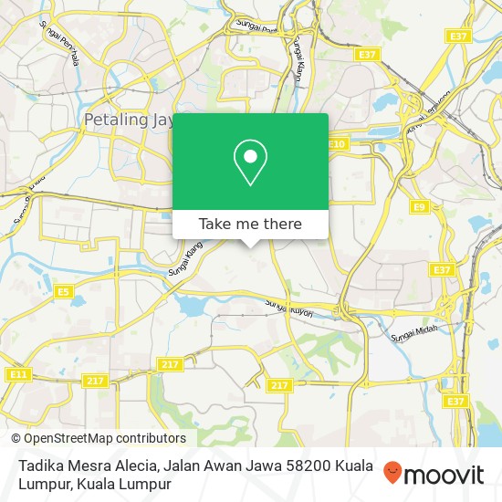 Peta Tadika Mesra Alecia, Jalan Awan Jawa 58200 Kuala Lumpur