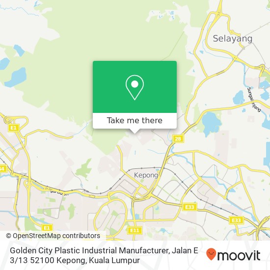 Peta Golden City Plastic Industrial Manufacturer, Jalan E 3 / 13 52100 Kepong