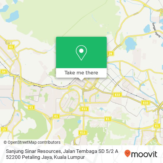 Sanjung Sinar Resources, Jalan Tembaga SD 5 / 2 A 52200 Petaling Jaya map