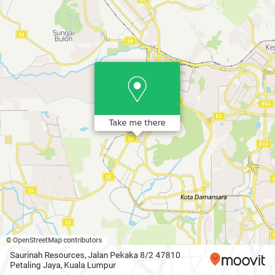 Peta Saurinah Resources, Jalan Pekaka 8 / 2 47810 Petaling Jaya