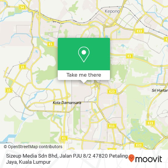 Peta Sizeup Media Sdn Bhd, Jalan PJU 8 / 2 47820 Petaling Jaya