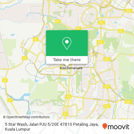 Peta 5 Star Wash, Jalan PJU 5 / 20E 47810 Petaling Jaya