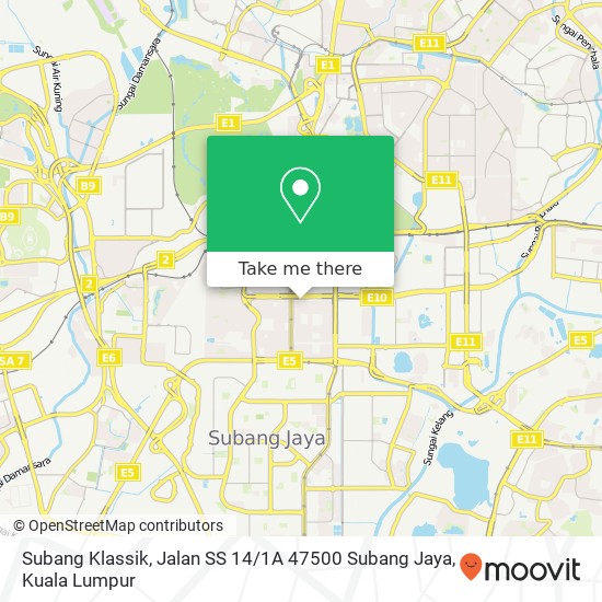 Peta Subang Klassik, Jalan SS 14 / 1A 47500 Subang Jaya