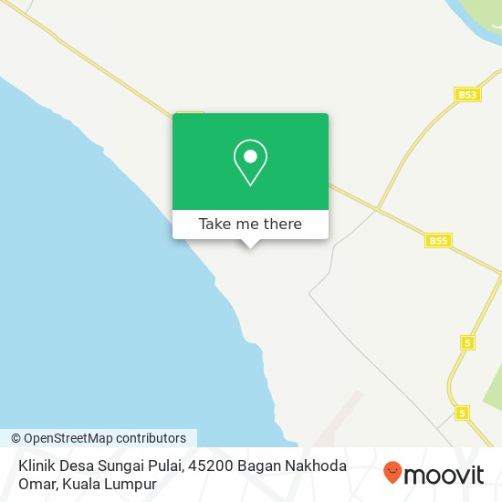 Peta Klinik Desa Sungai Pulai, 45200 Bagan Nakhoda Omar