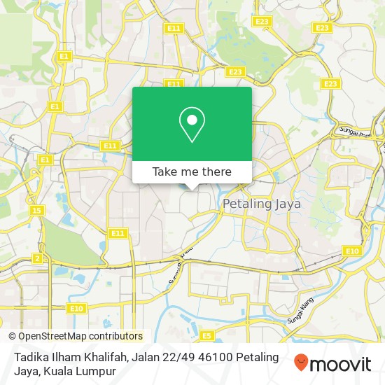 Peta Tadika Ilham Khalifah, Jalan 22 / 49 46100 Petaling Jaya