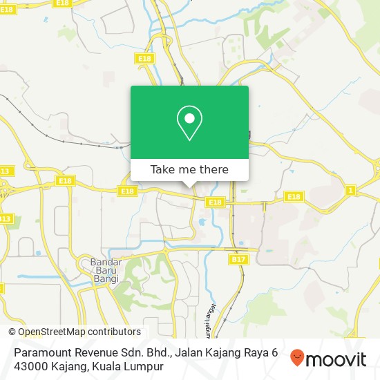 Peta Paramount Revenue Sdn. Bhd., Jalan Kajang Raya 6 43000 Kajang