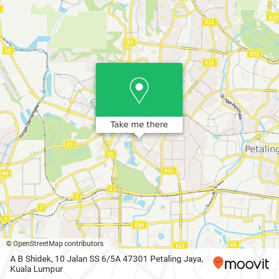 Peta A B Shidek, 10 Jalan SS 6 / 5A 47301 Petaling Jaya