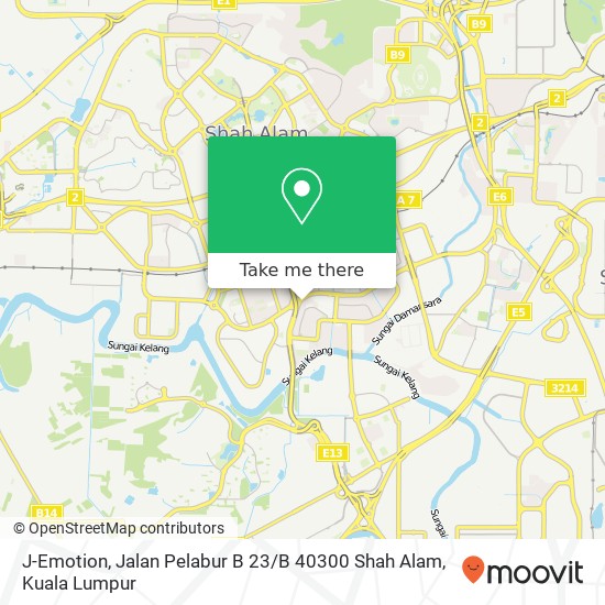 Peta J-Emotion, Jalan Pelabur B 23 / B 40300 Shah Alam