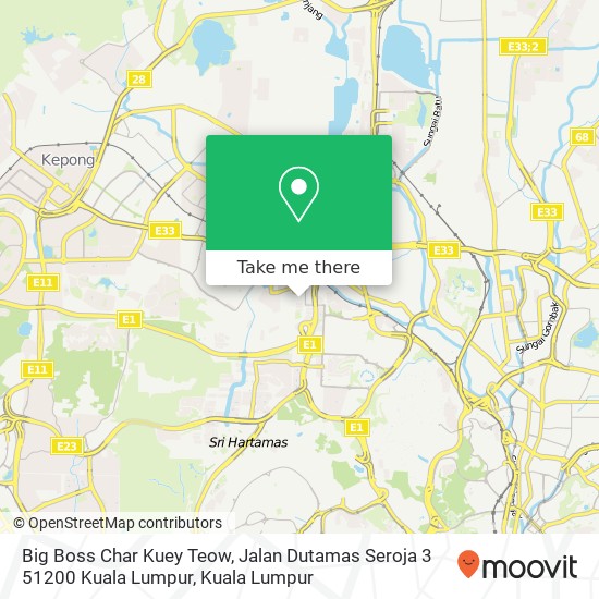 Big Boss Char Kuey Teow, Jalan Dutamas Seroja 3 51200 Kuala Lumpur map