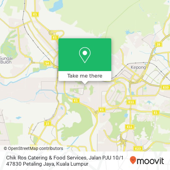 Peta Chik Ros Catering & Food Services, Jalan PJU 10 / 1 47830 Petaling Jaya