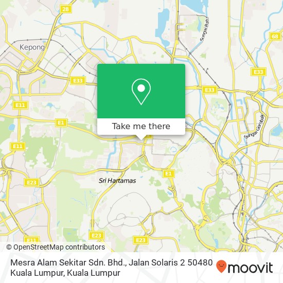 Mesra Alam Sekitar Sdn. Bhd., Jalan Solaris 2 50480 Kuala Lumpur map