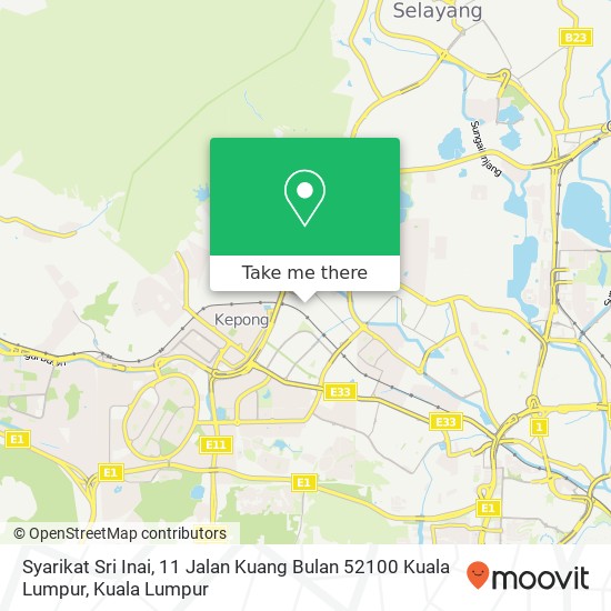 Syarikat Sri Inai, 11 Jalan Kuang Bulan 52100 Kuala Lumpur map