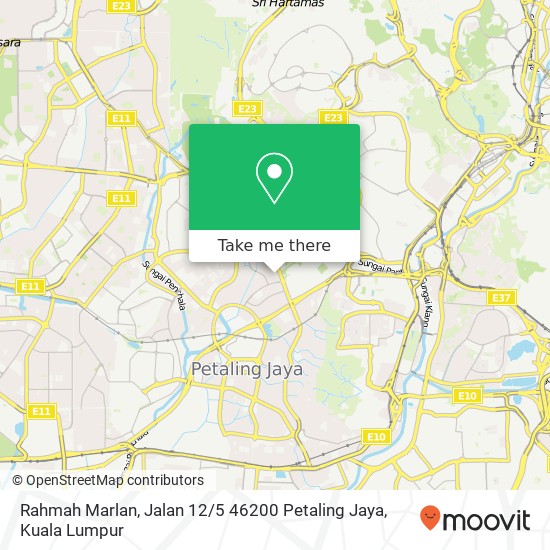 Peta Rahmah Marlan, Jalan 12 / 5 46200 Petaling Jaya