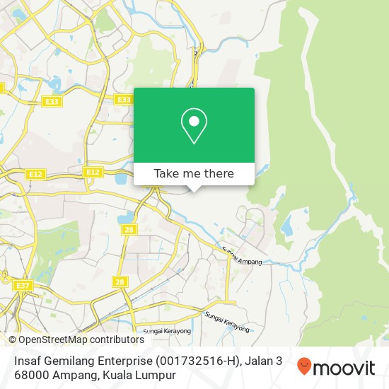 Peta Insaf Gemilang Enterprise (001732516-H), Jalan 3 68000 Ampang