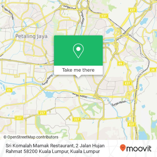 Peta Sri Komalah Mamak Restaurant, 2 Jalan Hujan Rahmat 58200 Kuala Lumpur