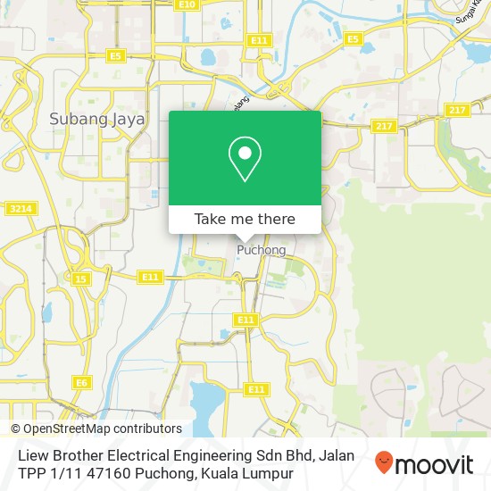 Liew Brother Electrical Engineering Sdn Bhd, Jalan TPP 1 / 11 47160 Puchong map