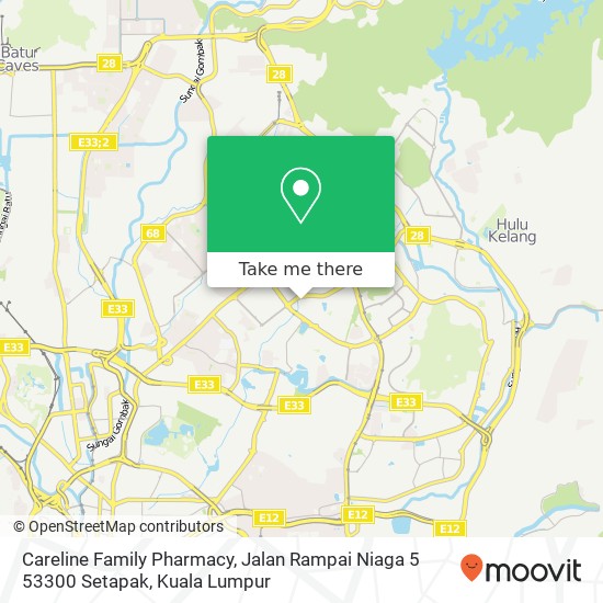 Careline Family Pharmacy, Jalan Rampai Niaga 5 53300 Setapak map