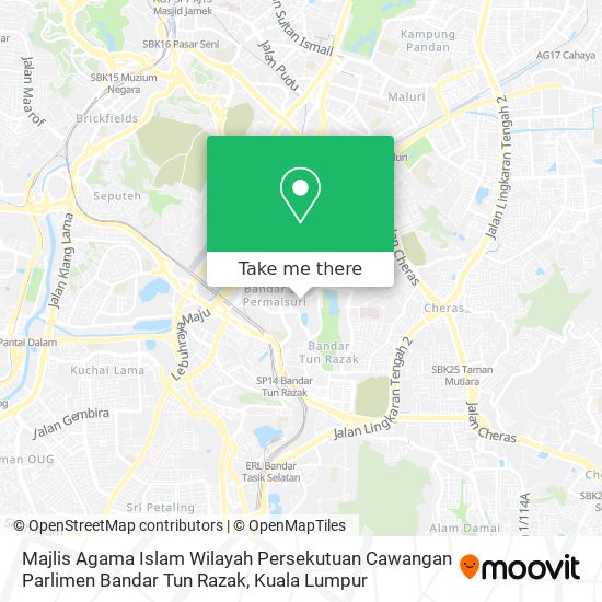 Majlis Agama Islam Wilayah Persekutuan Cawangan Parlimen Bandar Tun Razak map