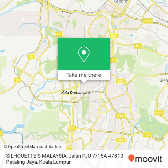 SILHOUETTE S MALAYSIA, Jalan PJU 7 / 16A 47810 Petaling Jaya map